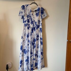 Floral Blue and White Dress